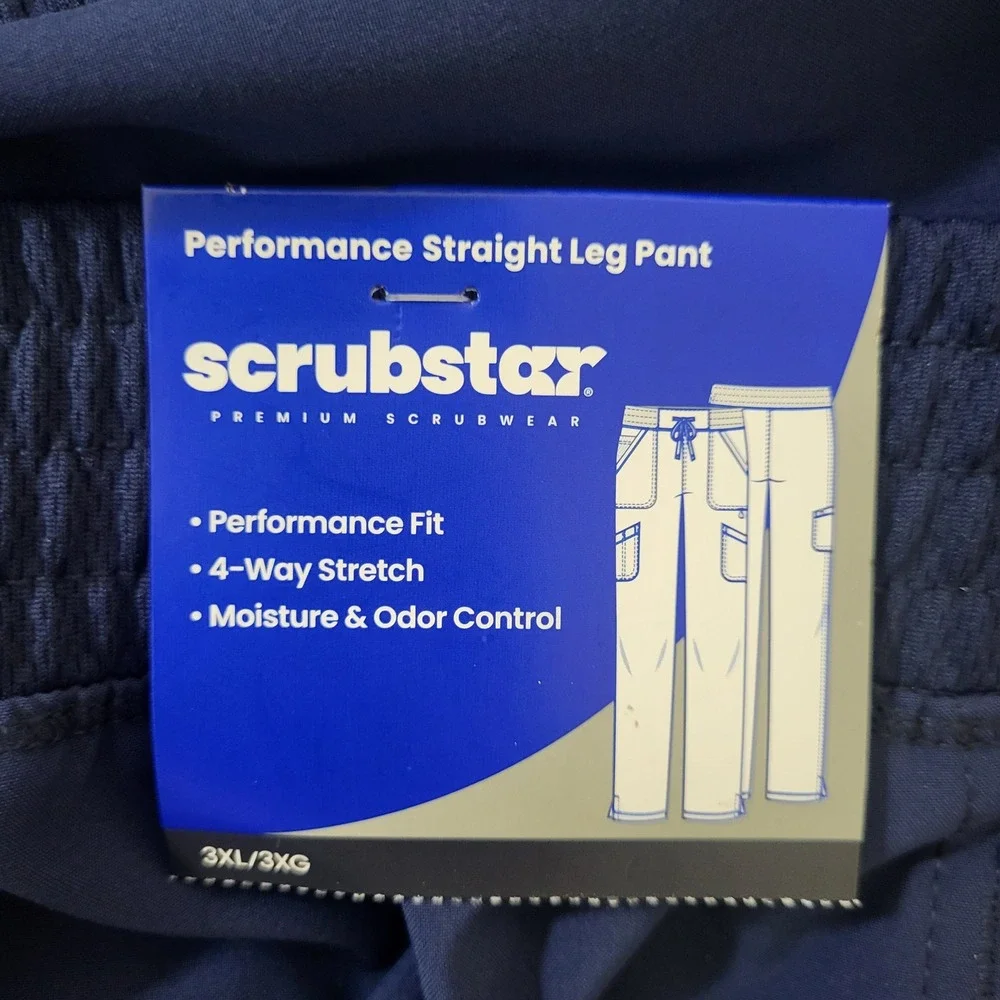 Scrubstar Premium Performance Navy Blue Scrub Pants 3XL Straight Leg WM04B121A